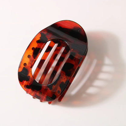 Fashion Oval Flat Hair Clips for Women New Design Leopard Large Flat round Claw Clip French Concord Hair Clips Hair Accessories